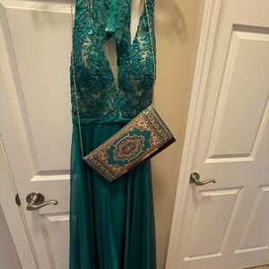 Elegant Teal Backless Dress